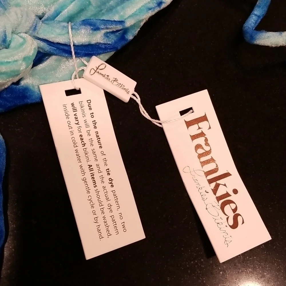 💕FRANKIES BIKINIS💕 Molly One Piece Swimsuit Aqua Tie Dye Crushed Velvet S NWT